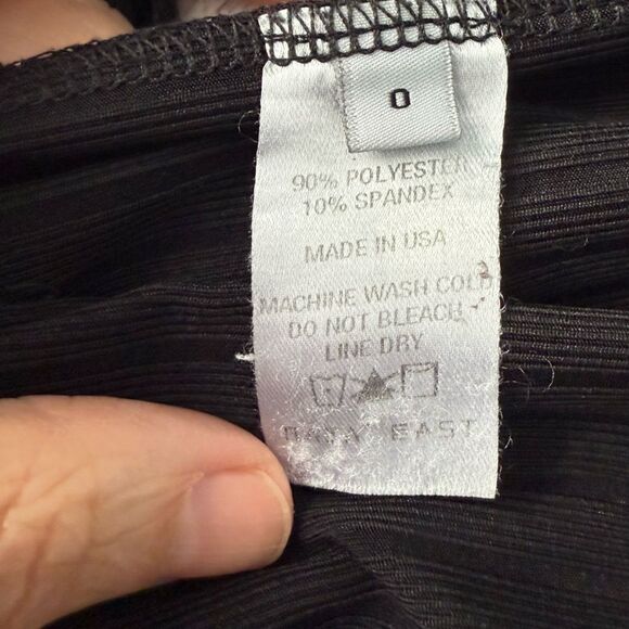 Baja East One Shoulder Gown Maxi Dress Black Ribbed 0 - Picture 6 of 6